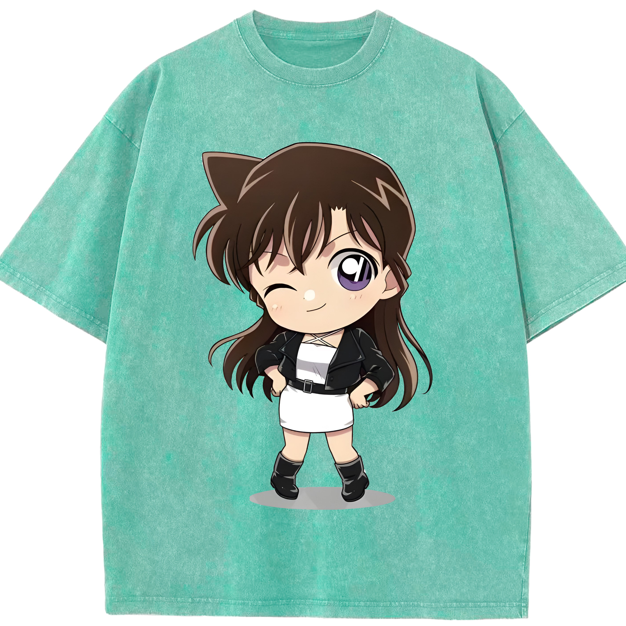（画像用） 名探偵コナン 毛利 蘭 もうり らん、モーリ ラン Detective Conan Rachel Moore 綿100% ヴィンテージ風 半袖Tシャツ（フロントプリント）